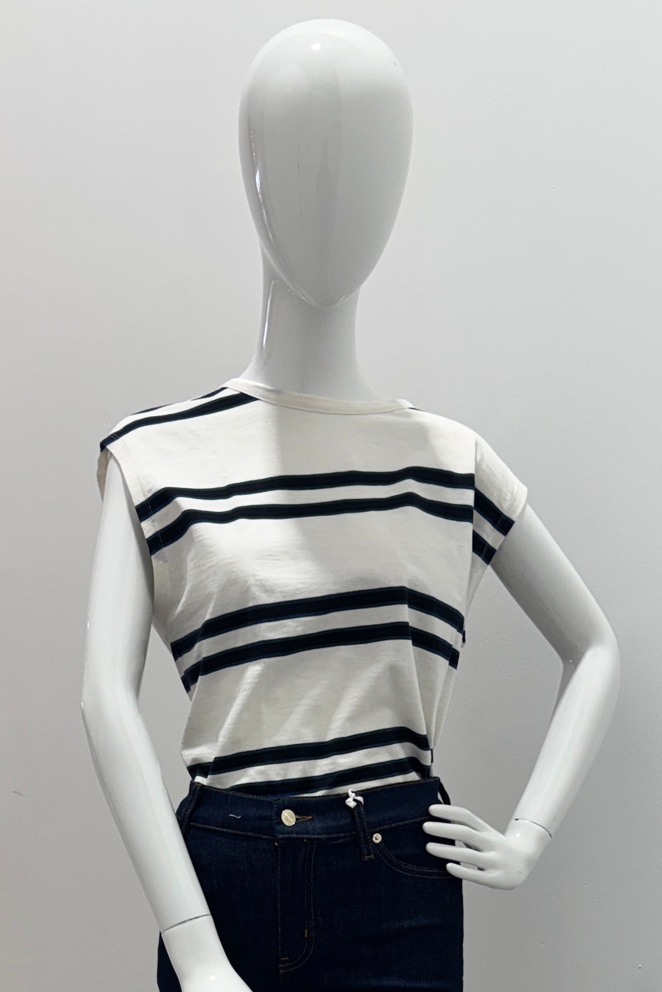 Majestic Filatures Organic Cotton Jersey Stripe Crewneck Milk