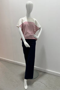Majestic Filatures Suprima Cotton Stripe Short-Sleeve Crewneck Amore