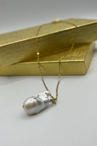Ricki Goldstein Vermeil Chain with Baroque Pearl Pendant