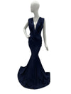 Jessica Angel Deep V Gown with Gathered Shoulders