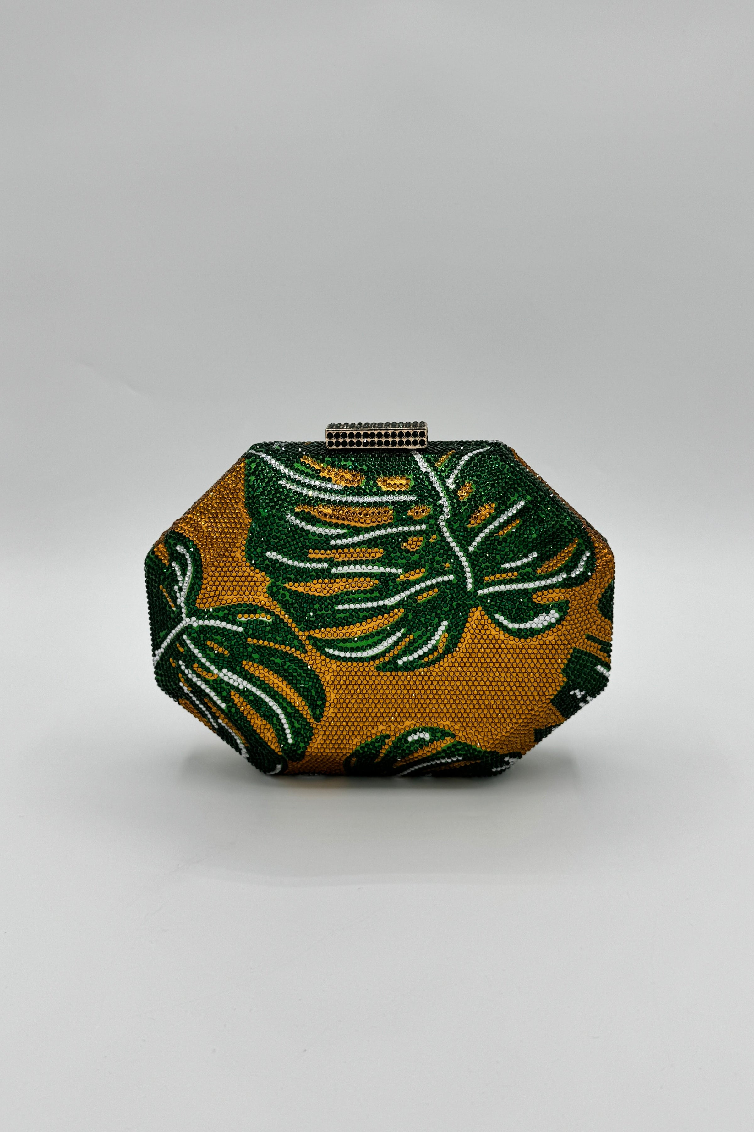 Très Chic Sparkle Leaf Clutch Gold/Green