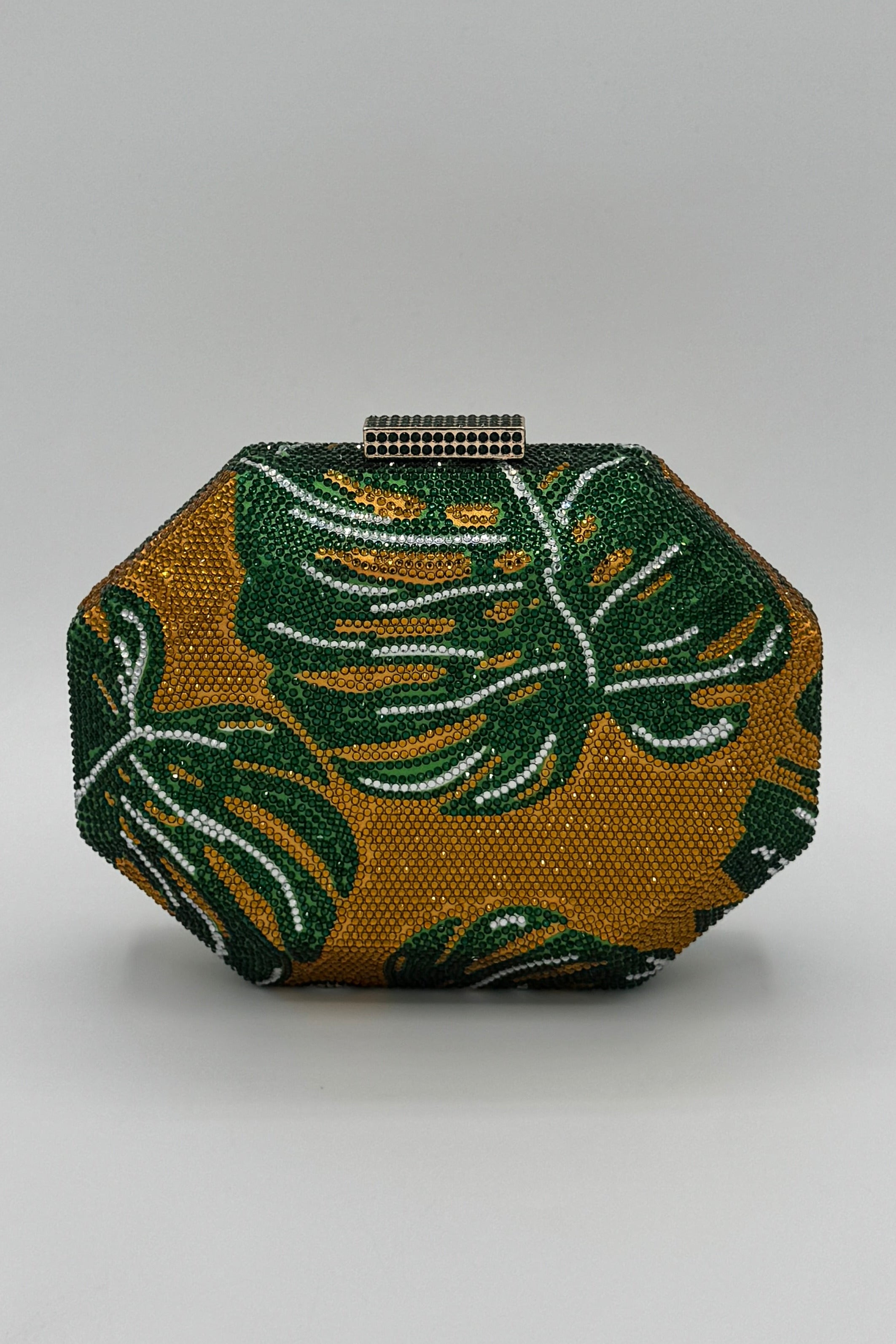 Très Chic Sparkle Leaf Clutch Gold/Green