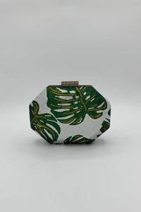 Très Chic Sparkle Leaf Clutch Silver/Green