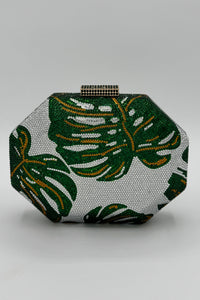 Très Chic Sparkle Leaf Clutch Silver/Green