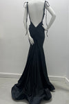 Jessica Angel Spaghetti Straps Low Back With Ruching Form Fitting Gown