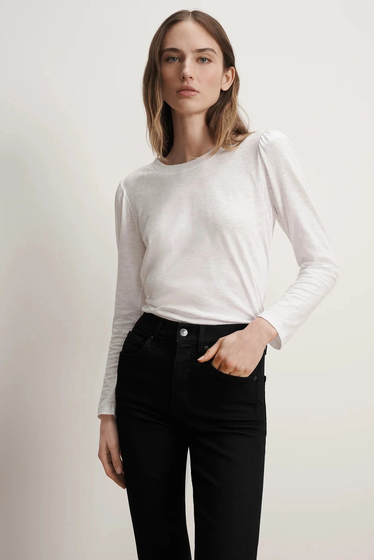 Veronica Beard Mason Baseball Tee White