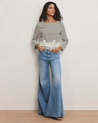 Veronica Beard Hovey Striped Lace T-Shirt