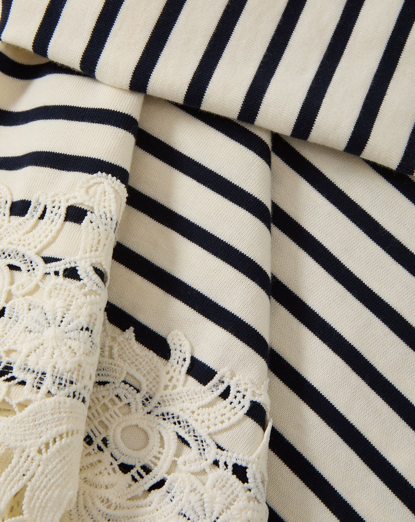 Veronica Beard Hovey Striped Lace T-Shirt