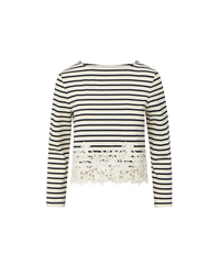 Veronica Beard Hovey Striped Lace T-Shirt