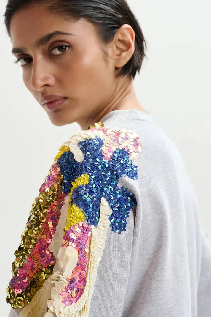 Essentiel Antwerp Jadda Academia Sweat Sweatshirt Silver Lining