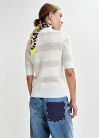 Essentiel Antwerp Jarts Off-White Bow-Embellished Knit Polo