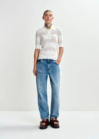 Essentiel Antwerp Jarts Off-White Bow-Embellished Knit Polo