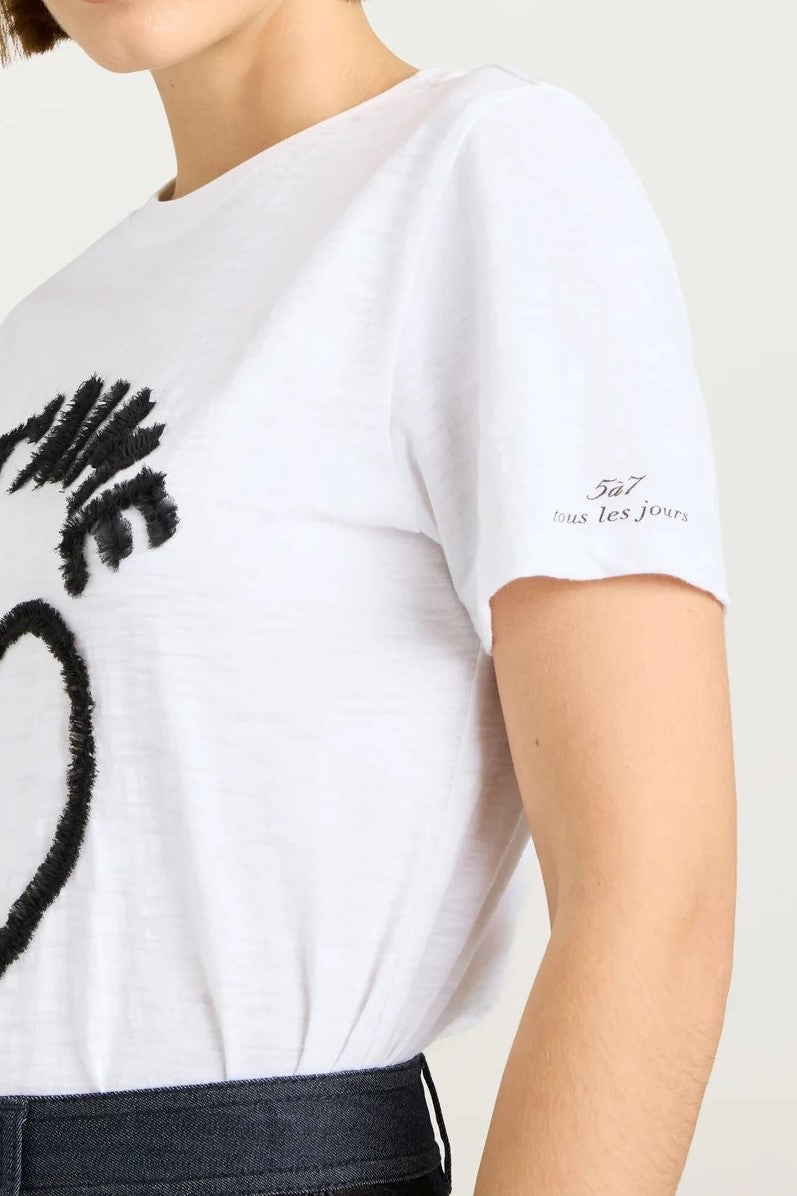 Cinq A Sept Textured Je T'aime Tee