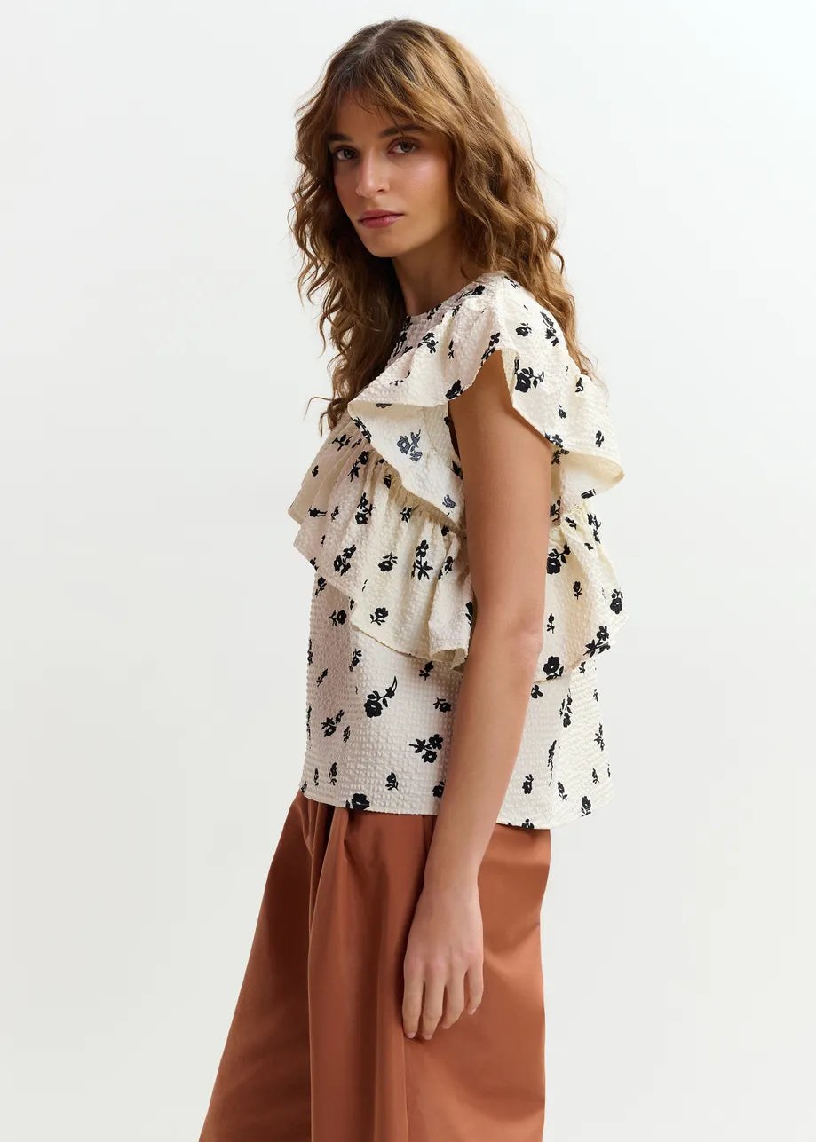 Essentiel Antwerp Combo Top JooJoo Googoo Crinkle Blanc Cassé