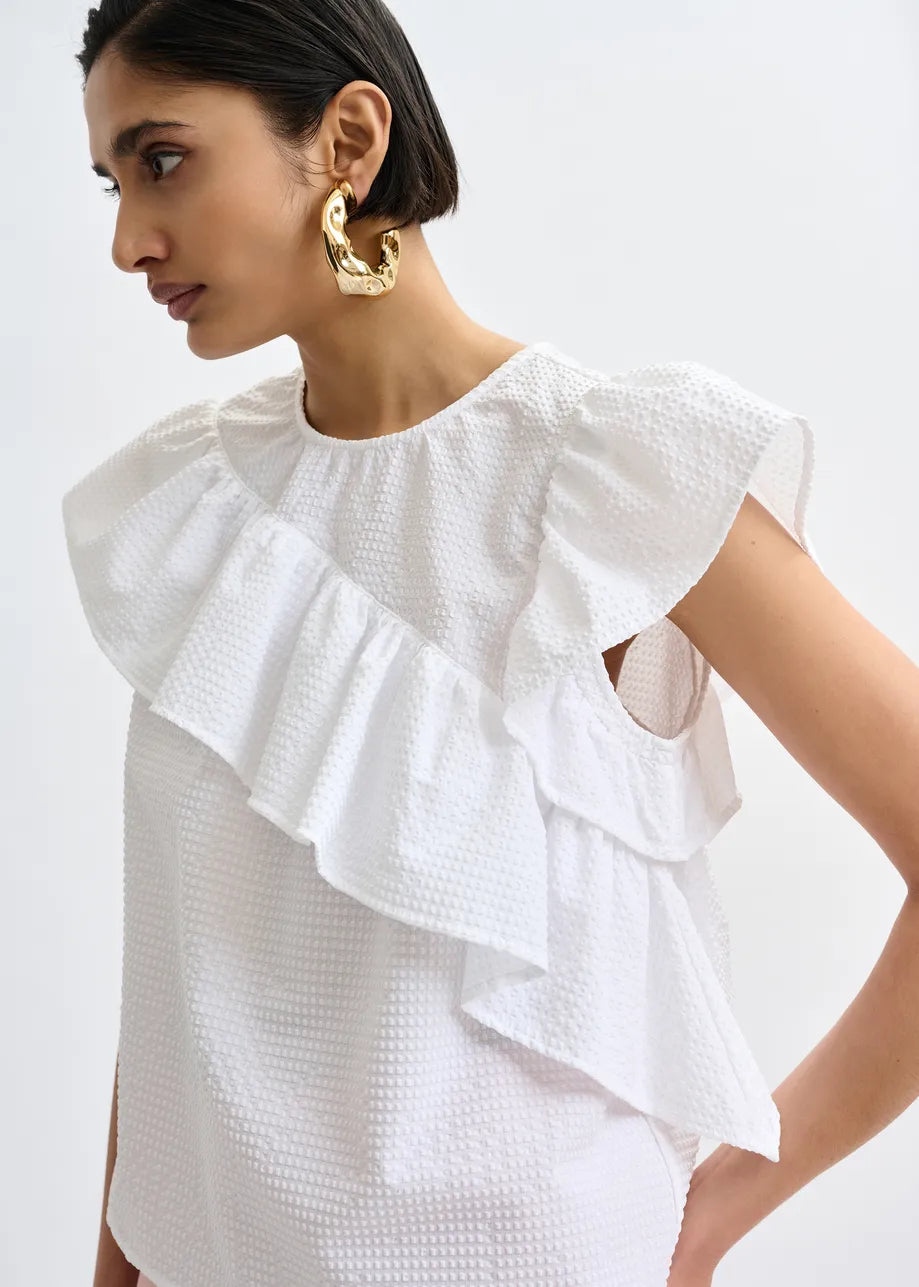 Essentiel Antwerp Top JooJoo Googoo Crinkle Blanc