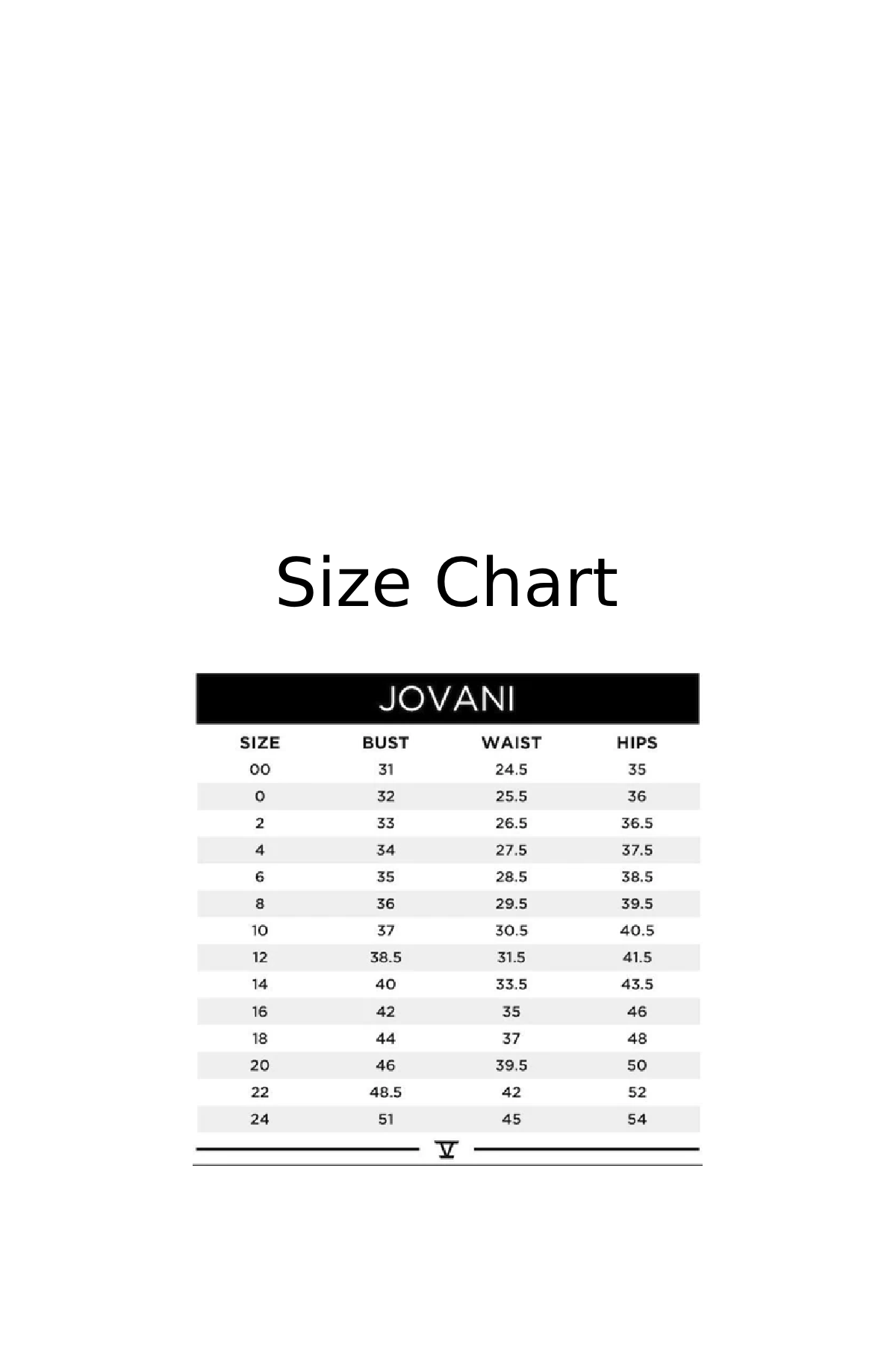 Jovani Size Chart