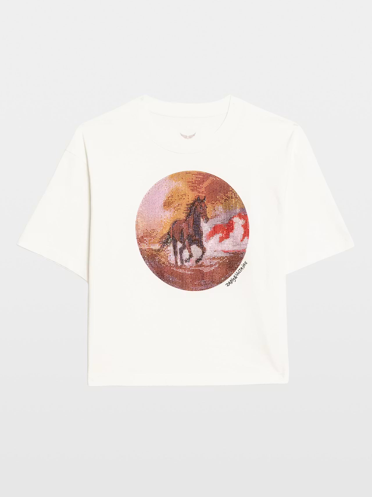 Zadig & Voltaire JWTS02919 Taida HC Photo Cheval Strass Tee Judo