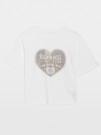 Zadig & Voltaire JWTS02922 Taida BC Coeur RNR Strass Tee Blanc