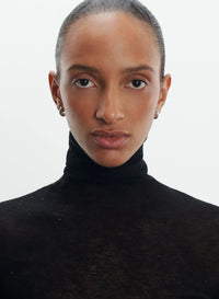 Majestic Filatures Lightweight Wool Sequin Knit Long-Sleeve Sweater Black