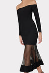 Milly Off The Shoulder Sheer Knit Midi Dress