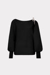 Milly Ida Crystal Bow Cold Shoulder Sweater