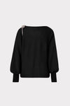Milly Ida Crystal Bow Cold Shoulder Sweater