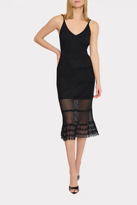 milly sheer knit cami dress MILLY Sheer Flutter Sleeve Knit Dress in Black