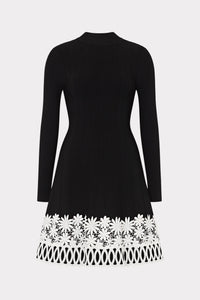 Milly Lace Trim Fit And Flare Mini Dress