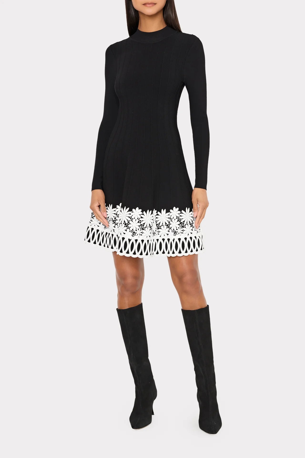 Milly Lace Trim Fit And Flare Mini Dress Milly Lace Trim Fit And Flare Mini Dress