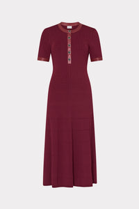 Milly Leather Detail Knit Midi Dress