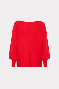 Milly Ida Crystal Bow Cold Shoulder Sweater