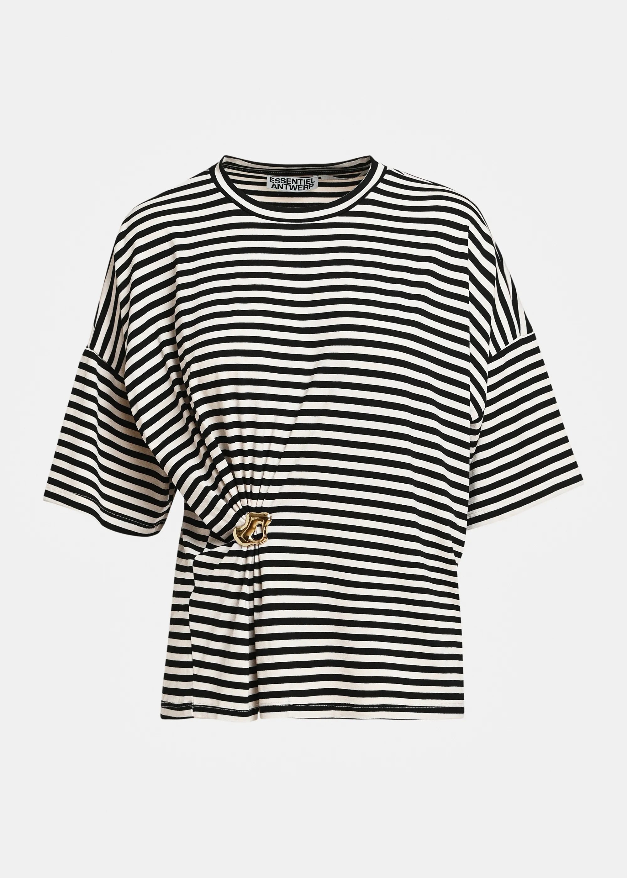 Essentiel T-shirt rayé Kriss avec broche noir