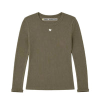 Kerri Rosenthal Long-Sleeve Rib Tee Army Green