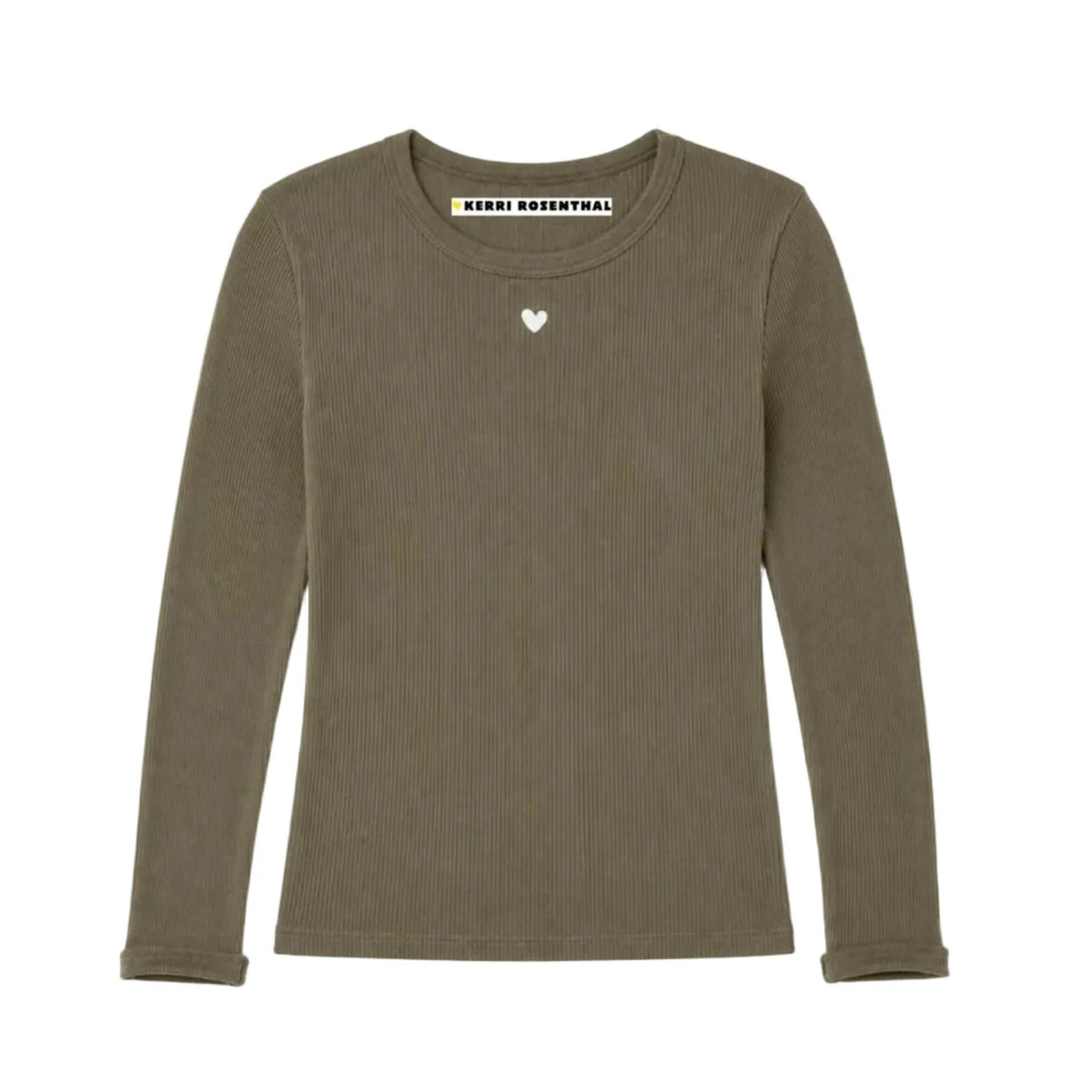 Kerri Rosenthal Long-Sleeve Rib Tee Army Green