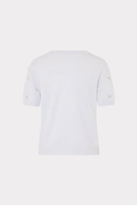 Milly Rosalyn Rhinestone Embellished Sweater Light Blue Melange