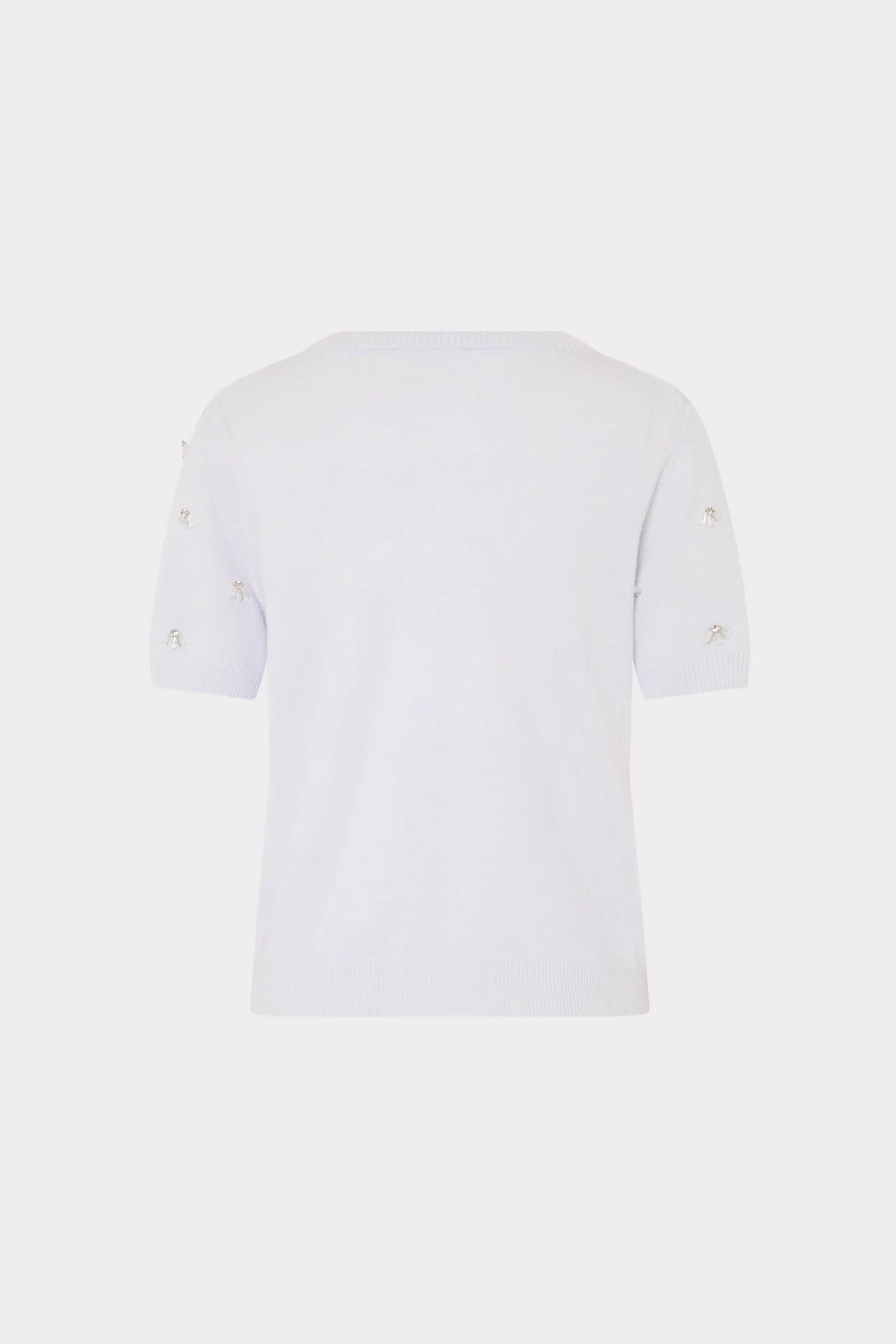 Milly Rosalyn Rhinestone Embellished Sweater Light Blue Melange