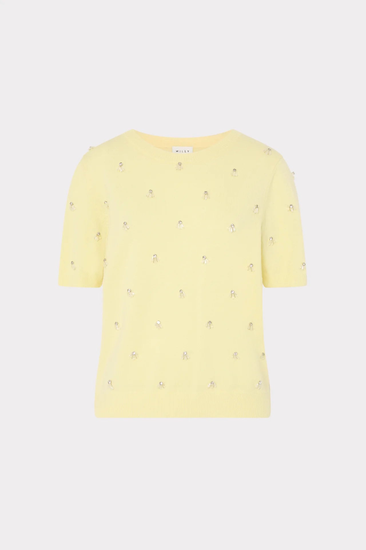 Milly Rosalyn Rhinestone Embellished Sweater Light Yellow