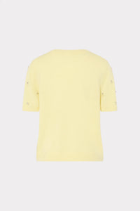 Milly Rosalyn Rhinestone Embellished Sweater Light Yellow