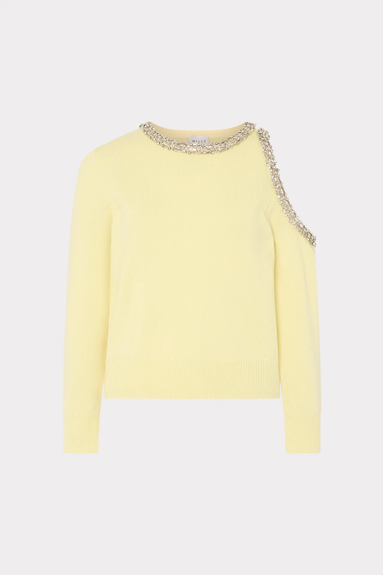 Milly Roma Crystal Embellished Sweater Light Yellow