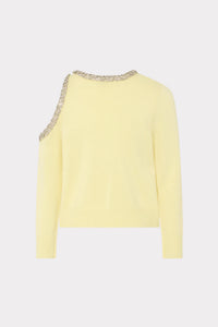 Milly Roma Crystal Embellished Sweater Light Yellow
