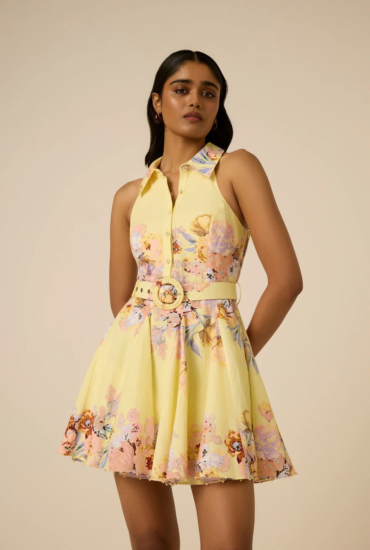 Hemant & Nandita Kysha Buckle Short Dress Yellow