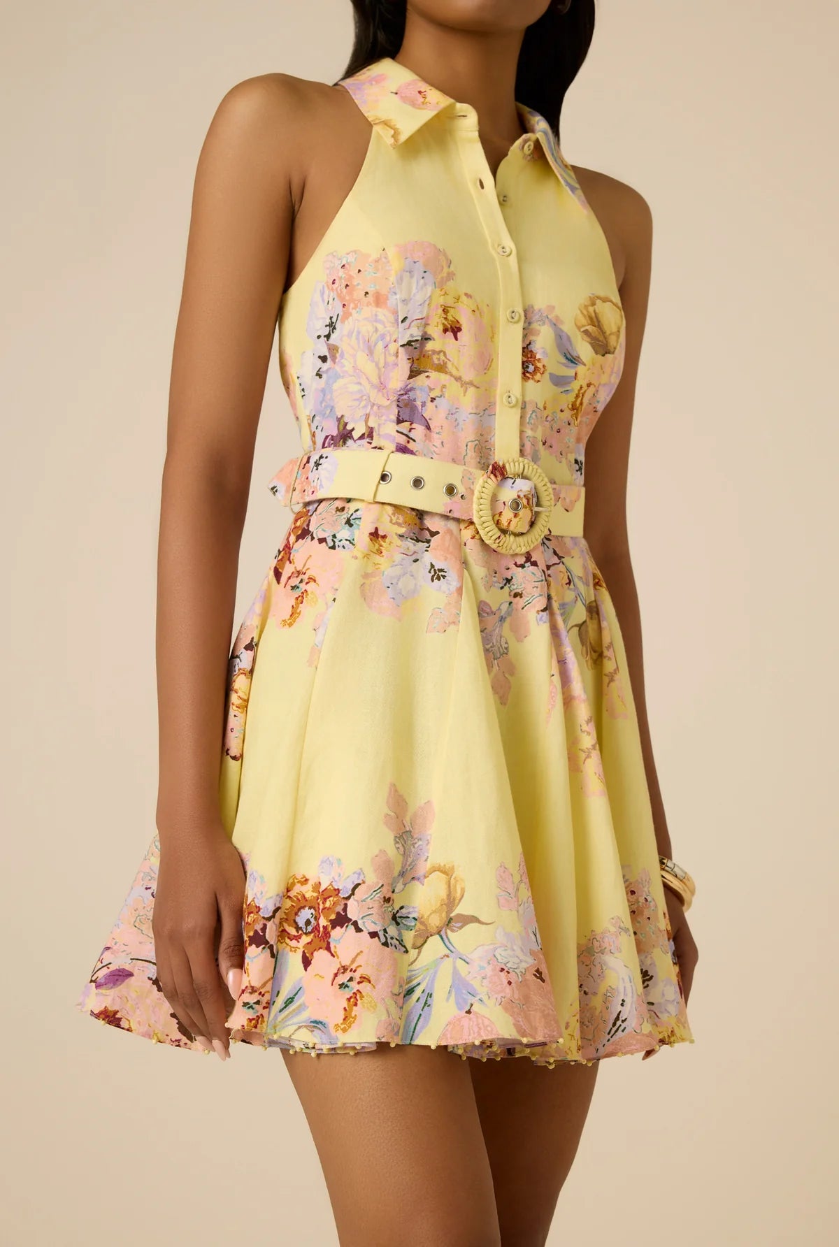 Hemant & Nandita Kysha Buckle Short Dress Yellow