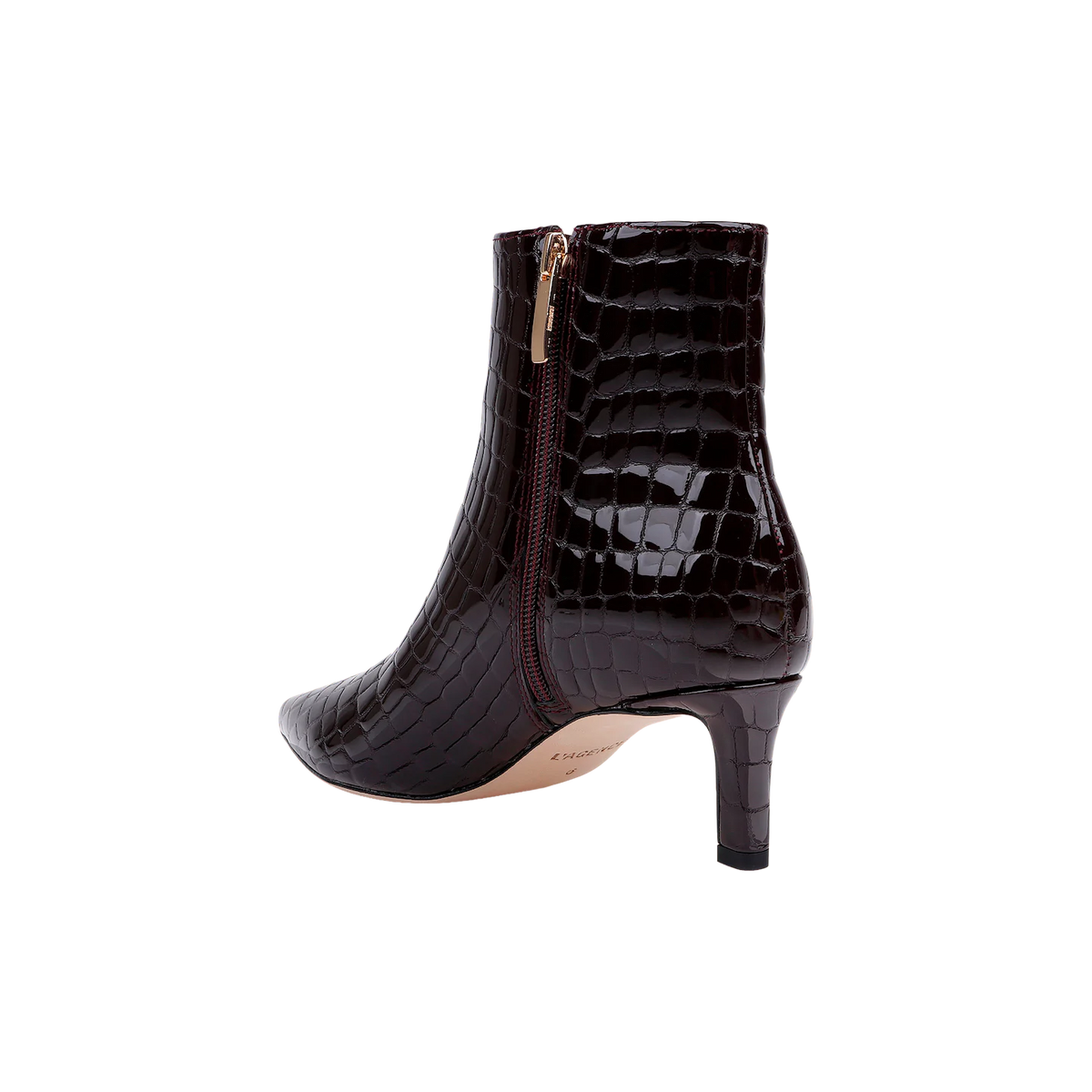 L'Agence Lilly II Kitten-Heel Bootie Deep Port Croco