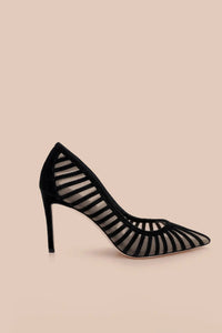 L'Agence Lenox Mesh Pump Black Suede