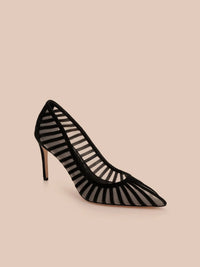 L'Agence Lenox Mesh Pump Black Suede