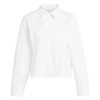 YAYA Poplin Blouse with Button Detail - PureWhite
