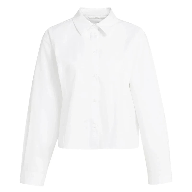 YAYA Poplin Blouse with Button Detail - PureWhite