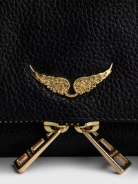 Zadig & Voltaire Rock Nano Grained Leather Bag - Black Gold