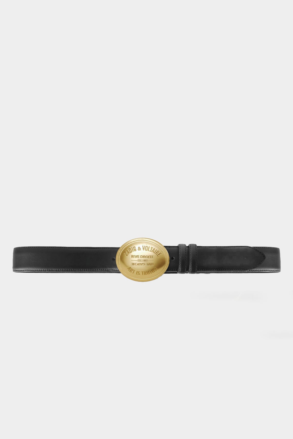 Zadig & Voltaire LWBT01362 Ceinture Colter 35mm Cuir Lisse Noir