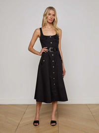 Robe trapèze L'Agence Tazia Col Rond Noire